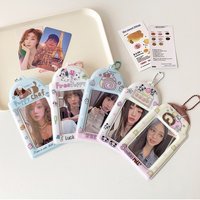 Cute Cartoon Panda PVC 3-Inch Photo Card Holder Fashion Girls Idol Photo Storage Card Bag Decorative Pendant Keychain Gifts