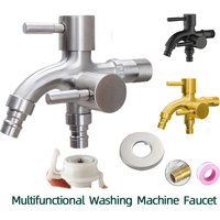 304 Stainless Steel Faucet One Into Two Out Multifunction Double-outlet Washing Machine Faucet Outdoor Garden Sink Pool Faucet