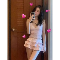 Women's Bikini Swimsuit Floral Print Slimming High Waist Summer 2025 New Style Sexy Deep V Separate Skirt Design Beach Vacation