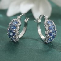 Fashion Inlay Purple Zircons Hoop Earrings Ladies Exquisite Simple Banquet Party Wedding Ear Anniversary Jewelry Gift