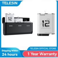 TELESIN 1750 mAh Endurence Battery For GoPro Hero 12 11 10 9 Gopro Accessories With Battery Box For GoPro 9 10 11 12 Black