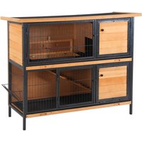 Rabbit Hutch Outdoor Guinea Pig Hutch Bunny Cage Metal Frame with No-Leak Tray Openable Roof Light Yellow 122 x 50 x 101cm