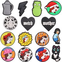 1-15PCS PVC Cute Cartoon Shoe Charms Kawaii Heart Rabbit Girl Lightning Kettle Cat Buckle Clog Hole Slipper Decoration Kid Gift