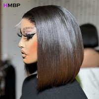 Black Brown Ombre Color Short Bob Wig Super Double Drawn 13x6 HD Lace Frontal Wig Glueless Wigs Human Hair 5x5 Lace Closure Wig