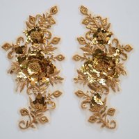 2pc/pair DIY sequins flower embroidery patches appliques for dresses golden embroidered parches jacket parch ropa
