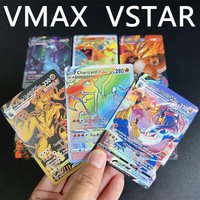100Pcs Pokemon VMAX & VSTAR Cards Charizard & Pikachu English TCG Cards Shiny PTCG Flash Cards for Collectors