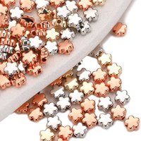 100pcs/Lot 6mm Imitation Metal Plastic Beads Mix Flower Spacer Beads For Jewelry Making DIY Bracelet Necklace Jewelry