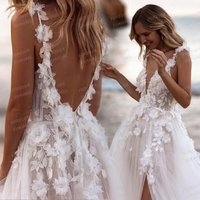 Princess Appliques Wedding Dresses Woman's A-Line Sleeveless V Neck Elegant Backless Bride Gowns Vestidos De Novia Customized
