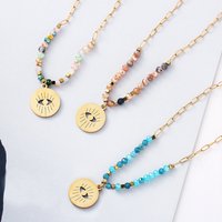 Evil Eye Necklace Stainless Steel Necklace for Women Rice Bead Necklaces Vintage Trendy French Elegant Retro Boho Jewelry Design