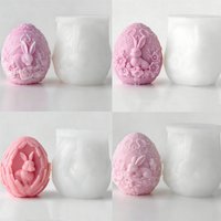 1pcs Easter Rabbit Egg Candle Silicone Mold 3D Relief Rabbit Aromatherapy Candle Gypsum Craft Mold Holiday Decoration Gift