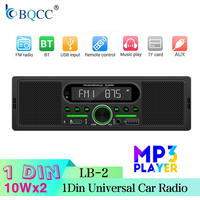 BQCC 1Din Car MP3 Radio Player 7-Color LED Lights FM AM Bluetooth USB AUX Built-in 10Wx2 Speakers Vehicle Locator Stereo Head Un