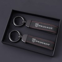 Suede Car Tumbled Leather Keychain Alloy Keyring Pendant For Peugeot 206 307 308 3008 207 208 407 4008 408 508 2008 5008 Pendant