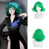 One-Punch Man Tornado Character Cosplay Synthetic Fiber Wig Green Curly Updo Halloween & Everyday Wear