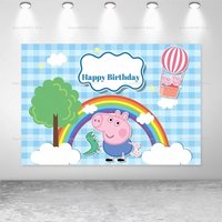Happy Birthday Peppa Pig Photo Background, Perfect For Kids' Parties, Gatherings And Birthday Celebration Banners.