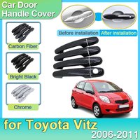 Carbon Fiber Door Handle for Toyota Yaris Vitz XP90 2006 2007 2008 2009 2010 2011 Cover Trim Catch Part Outside Car Accessories