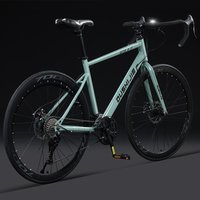 Bent Handlebar Dual Disc Brake High Carbon Steel Frame Road Bike Outdoor Cycling Student Internal Wiring Bicycle
