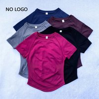 No Logo Short Sleeve Top For Women Workout Top Gym Crop Top Light Weight Yoga Shirt Longline Sports T Shirts Fitness Activewear