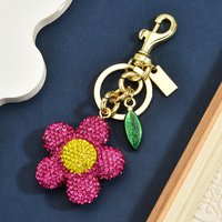 Rural Style Full of Water Diamonds Sunflowers Car Keychains Women's Light Luxury Flower Bags Pendants Exquisite Decorations