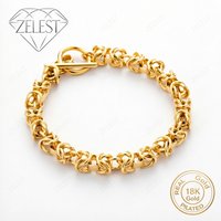 925 Sterling Silver 18K Gold Plated 8 Inch Exquisite Braided OT Buckle Bracelet for Men and Women Fashion Party Wedding Jewelry