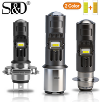 S&D 20000LM H4 BA20D P15D LED Motorcycle Headlight Bulb Fisheye Lens CSP Motor LED Motorbike Lamp White Yellow Amber 30W