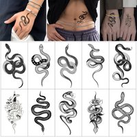 10pcs Snake Pattern Tattoo Stickers Waterproof Black Snake Temporary Tattoos For Women Men Body Art Disposable Fake Tattoo
