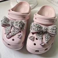 Sparkling Rhinestone Bow Shoe Charms Fashion Crystal Diamond Ornament Decorative Accessories for Sandals Accessories Party Gifts
