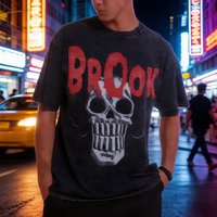 ONE PIECE Brooke Skull Vintage Washed T-Shirt King of Souls Old Loose Diablo Anime Street Short Sleeve Men's and Women's Top