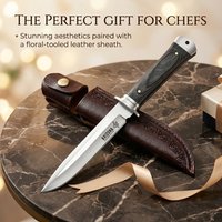 Hochwertiges feststehendes Messer mit Lederscheide, Edelstahl-Küchenmesser zum Schneiden und Kochen von Fleisch.