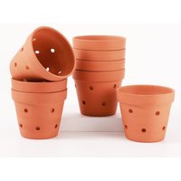 4.5 Inches Terracotta Orchid Pots with Holes - 8 Pcs Clay Orchid Planter Pots for Repotting, Small Flower Plant Pots for Orchid
