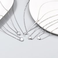 U7 925 Sterling Silver Heart Star Round Moon Necklaces for Women Triangle Bar Charm 16 Inches Rolo Chain Dainty Jewelry