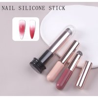 Tszs 1pcs/Lot Nail Art Silicone Brush With Lid Reusable Mirror Aurora Powder Easy-Daub Pigment Nail art Silicone Stick