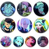 Exquisite Round Cartoon Pins Cyberpunk Edgerunners Anime Brooches for Backpack Accessories Jewelry Gifts Snap in Design Badge