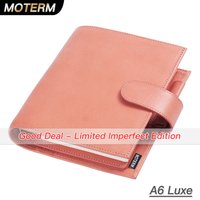 Limited Imperfect Moterm Full Grain Vegetable Tanned Leather Luxe A6 Rings Planner with 30 MM Rings Binder Notebook Diary