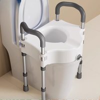 Senior Toilet Seat Riser with Safety Arms, Raised Height & Adjustable Support Frame for Elderly & Disabled