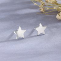 Uini-Tail 925 Sterling silver Stud Earrings Korean Sweet Pentacle Stud Earrings Simple Wild Star Brushed Earrings Hypoallergenic