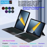 Detachable Magic Keyboard Case For Xiaomi Poco Pad M1 2025 Redmi Pad 2 Pro 12.1" Tablet Smart TouchPad Backlight Keyboard Cover