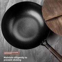 Old style Zhangqiu forged iron pot, uncoated and non stick pan, household flat bottomed induction cooker, universal stir fry pan