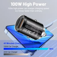 Car Dual Port Mini USB Charger Ultra Fast Charging Socket Aluminum For Cell Phone Charging Adapter Car Charger