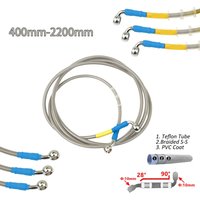 Silver 400mm-2200mm Brake Hose Hydraulic DOT Line Cable 10mm 28°-90° Banjo for Suzuki Kawasaki Yamaha Pipe Line Braided oil hose