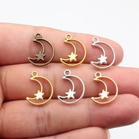 WYSIWYG 20pcs 16x14mm Trendy 6 Colors Hollow Moon Stars Charms Pendant For Jewelry Making DIY Jewelry Findings