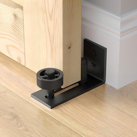 8-in-1 Barn Door Hardware Kit, Anti-Sway Floor Guide and Top Mount Track, Sliding Door Accessories with Floor Guide