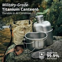 Keith Titanium Bottle Outdoor Camping Hiking Canteen Ti3060 Mess Kit Military Water Bottle Set - New Ultralight Carrying Pouch