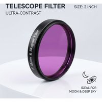 2 Inch Moon & Skyglow Filter for Astronomical Telescope Eyepiece FMC Multi-Coated Optical Glass Reduce Light Pollution Contrast