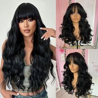 Black Long Body Wave Lace Front Wig With Bang 13x4 HD Lace Frontal Wig for Women Glueless High Quality Daily Ready To Wear image 4