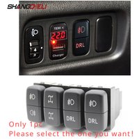 1Pc RED LED Dual Key Switch Fog Light Daytime Running DRL Button For Mitsubishi Pajero V73 V93 Lancer Outlander ASX L200