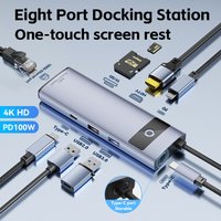 8-in-1 USB C Hub Adapter 4K HDMI PD100W USB 3.0 Gigabit Ethernet line For meetings presentations for MacBook iPad laptops