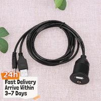 Car Dashboard Moto USB 2.0 3.5mm M/F AUX Lead Extension Cable
