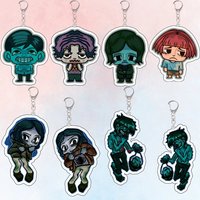 For Game Q Version Cashiergirl Wireface Palevisitor Vigilante Widow Acrylic Keychain Backpack Accessories Cute Festival Gift