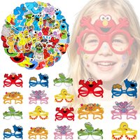 Sesame Street Party Paper Eye Masks Not Repeating Waterproof Stickers Kids Paper Glasses Party Decorations Supplies gifts