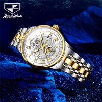 JinShiDun 8909 Luxury Brand Watches Moon Phase Luminous Waterproof Automatic Mechanical Watch for Man Date Stainless Steel Watch